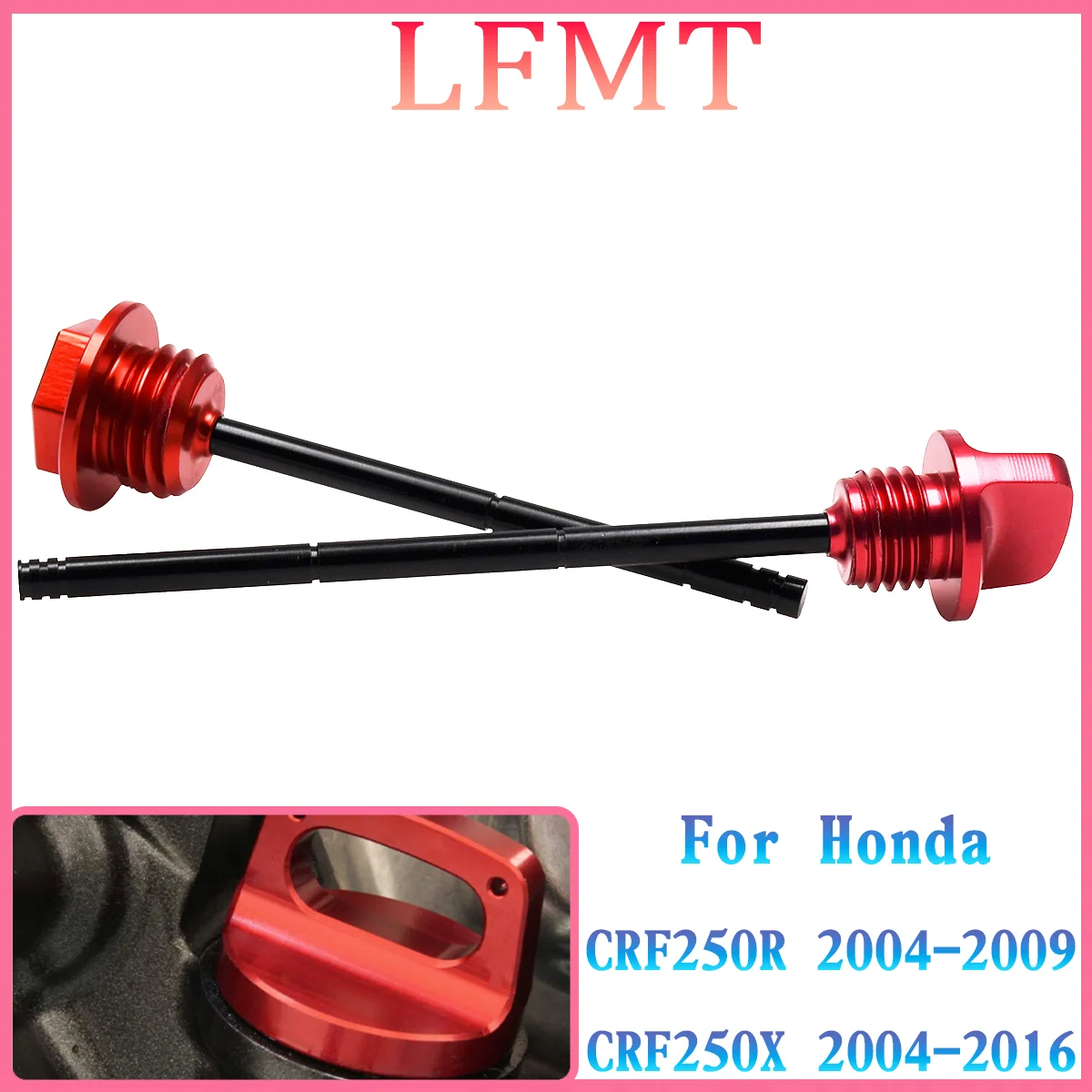

CNC Motorcycle Red Aluminum Oil Dipstick Gauge Plugs For HONDA CRF 250R 250X 450X CRF250R CRF250X CRF450R 2004-2017 Universal