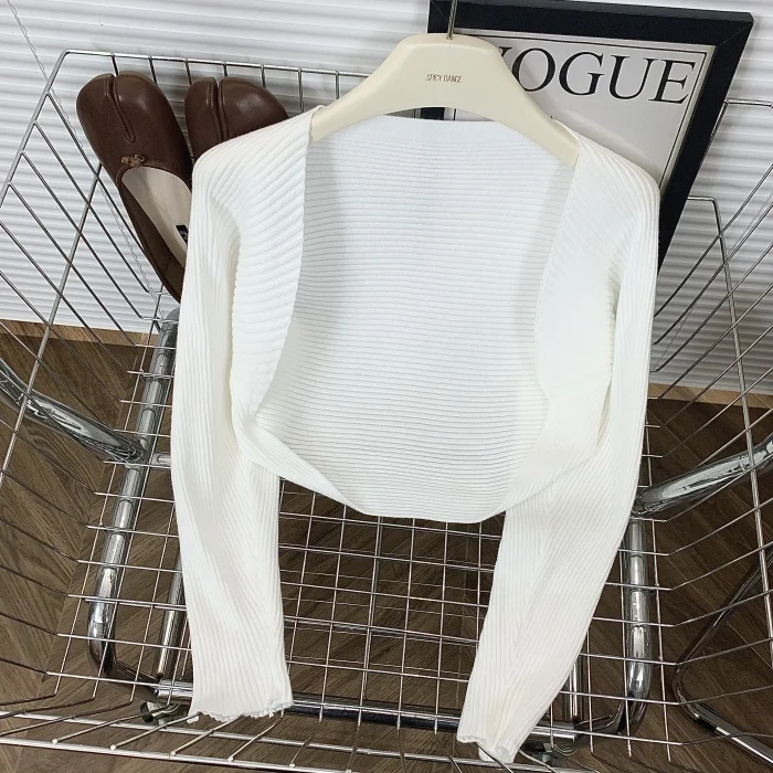 Women Knit Shrug Cardigan Open Front Crop Sweater Female Fall Winter Wrap-Up Knitwear Ladies Fall Winter Basic Outfit