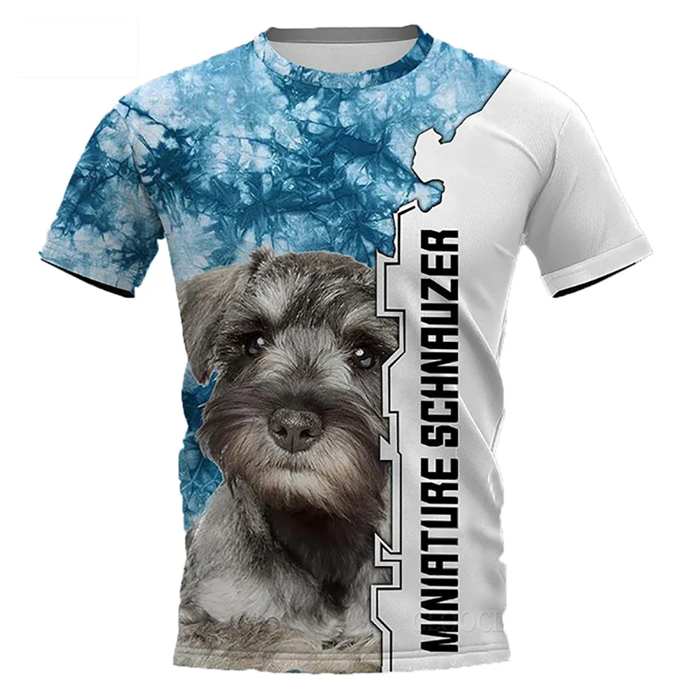 HX Summer Fashion Popular Miniature Schnauzer Men Women TShirt 3D Print Harajuku Casual Streetwear Tops Drop Shipping