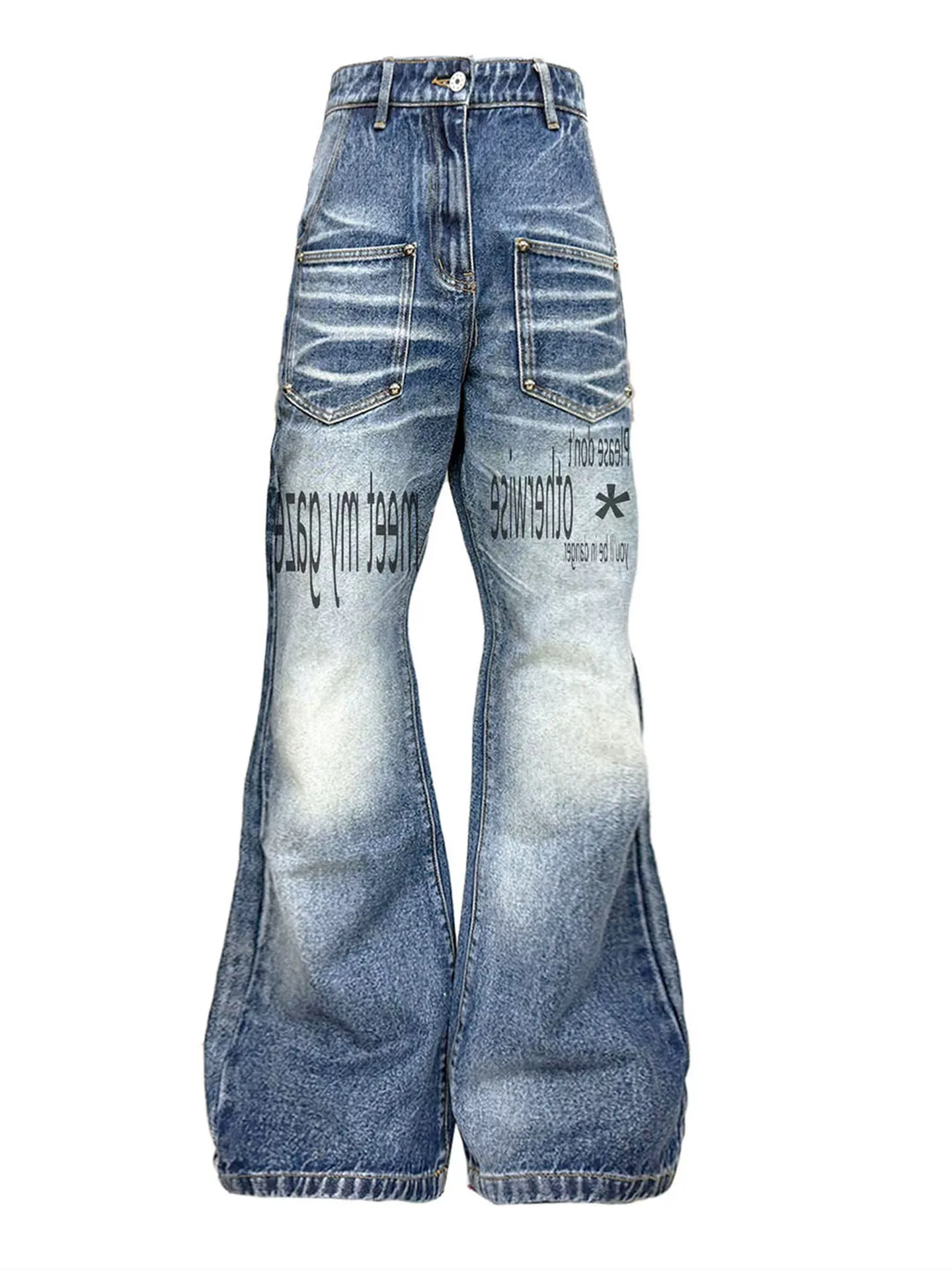 Women Y2K Micro Flare Jeans Low Waist American Retro Washed Blue Slim Fit Spicy Girl Autumn Trendy