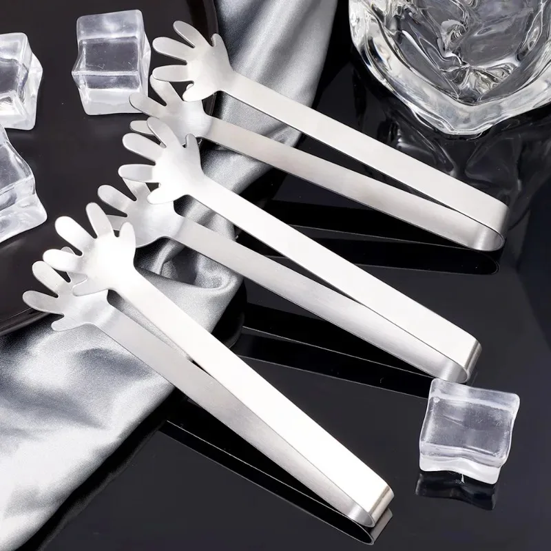 

3styles Stainless Steel Food Tongs Hand Palm Finger Shape Ice Cube Sugar Clamp Mini Food Clips for BBQ Party Bar Kitchen Gadgets