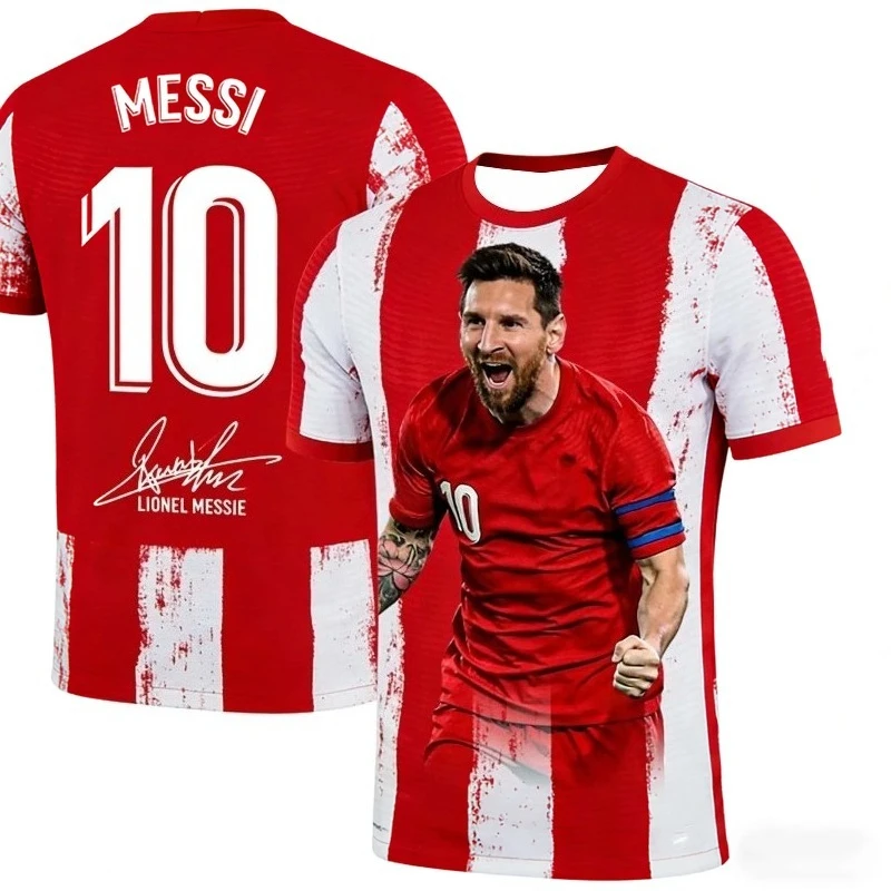 AI 2026 Sommer Beliebtes Messi-Fans-Kurzarm-Fußballtrikot für Kinder #   10 Gedenkausgabe-Trikot, Größe L