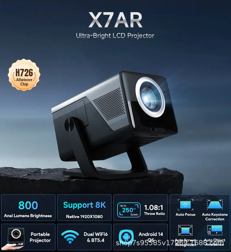 Auto Focus Keystone Correction Projector - Умный проектор LGOODVIN X7AR, 800 ANSI,