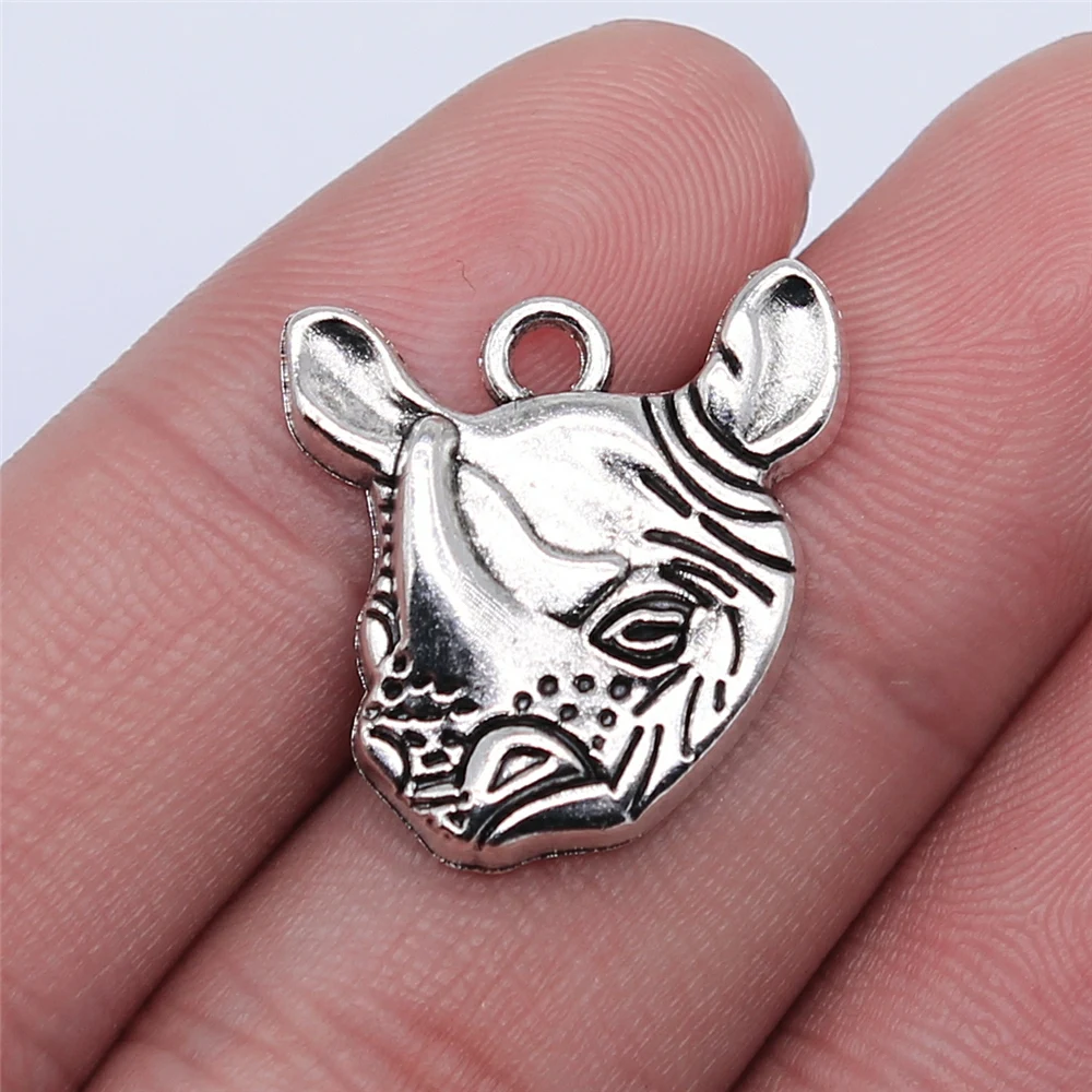 

Wholesale 100pcs/bag 21x20mm Rhinoceros Pendant Charms Wholesale Antique Silver Color Zinc Alloy Jewelry Findings