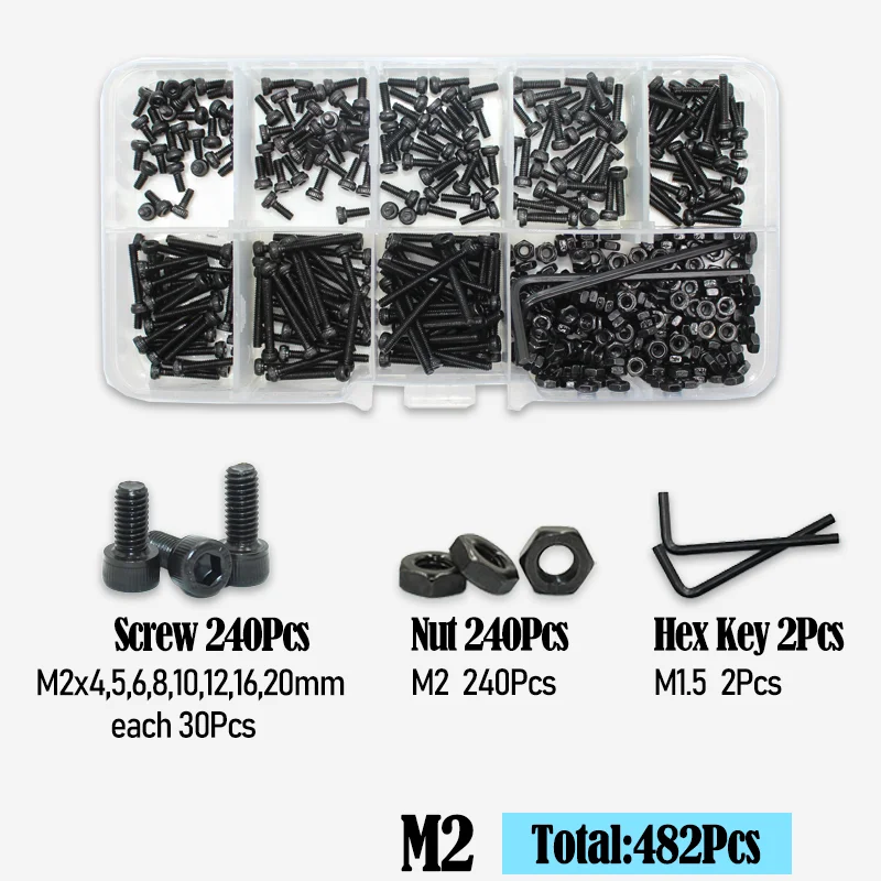 2500 bis 400 schwarzes Innensechskantschrauben-Set M2 M2,5 M3 M4 M5 M6 DIN912 12,9 Innensechskantmutter Stahl-Halbrundkopf-Innensechskantschrauben – Detail 16