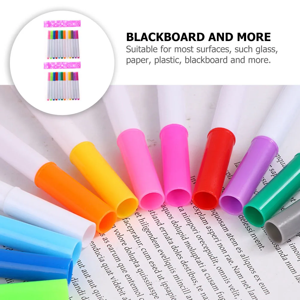 

24pcs Quick Dry Fluorescent Lamp Board Pens Liquid Chalk Markers For Glass Whiteboard Blackboard Erasable Dust-Free Portable