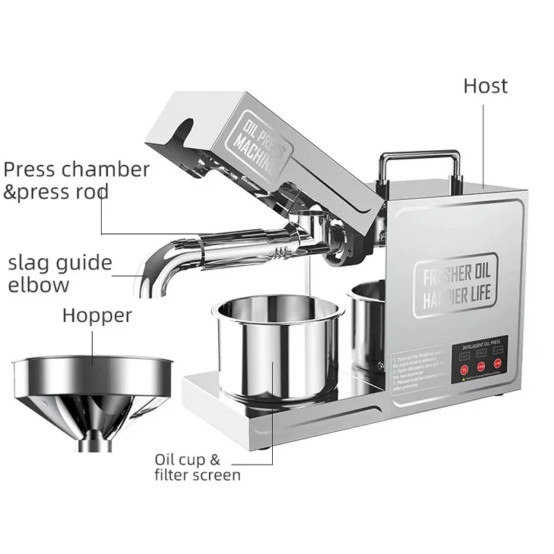 Intelligent Stainless Steel Fully Automatic Hot and Cold Oil Press, Peanut Sesame Oil Press