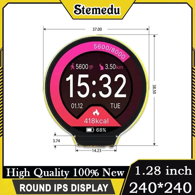 1.28'' Round IPS Display 240x240 ESP32-C3 GC9A01 Touch Screen Module for Smart Watch IoT Wearable Projects