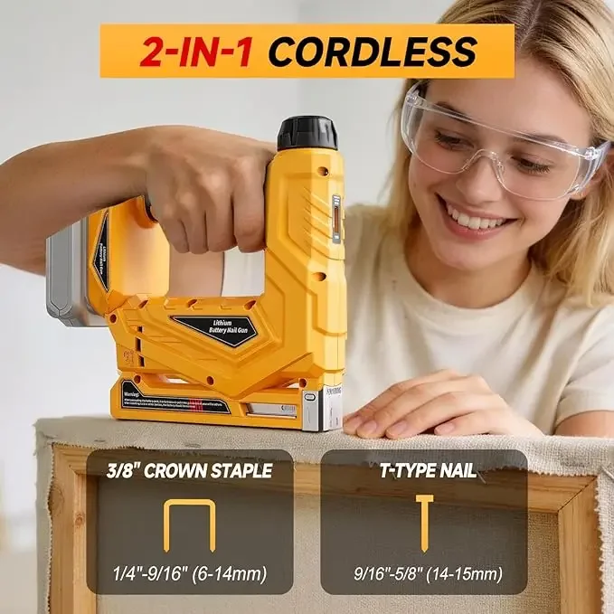 Wireless Electric Nail Gun Depth Adjust Cordless Stapler Woodworking Framing Nailer Tacker Tools Compatible With Makita Dewalt