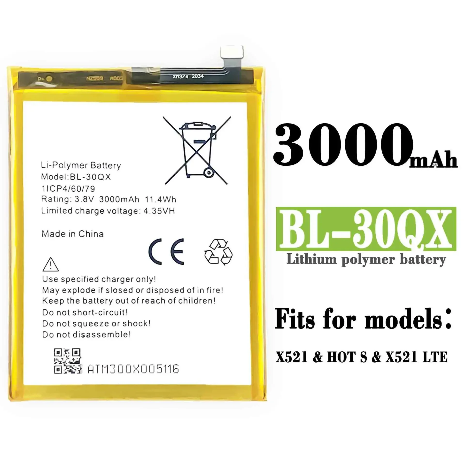 BL-30QX High Quality Replacement Battery For Infinix X521 HotS Mobile Phone BL-30QX Large Capacity Built-in Battery