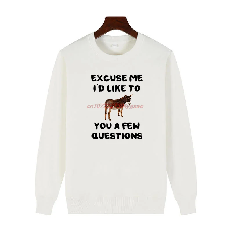 Fashion New In Sweatshirts Excuse Me I'd Like To You A Few Questions Printed Sweater Crew Neck Fleece Pullover Winter Sweater