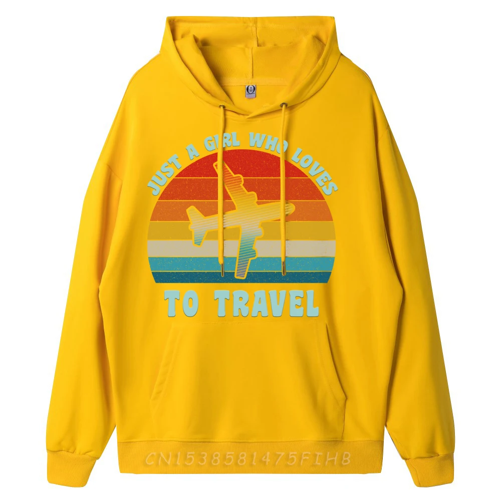 Just A Girl Who Loves To Travel Vintage Airplane Traveling Graphic Sweatshirts Men Student Unisex Band Tshirts HOLIDAYS
