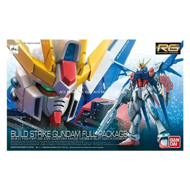 In Voorraad Originele Bandai RG 1/144 Build Strike Gundam Volledige Pakket Anime Action Figure Model Monteren Speelgoed Collectie Gift