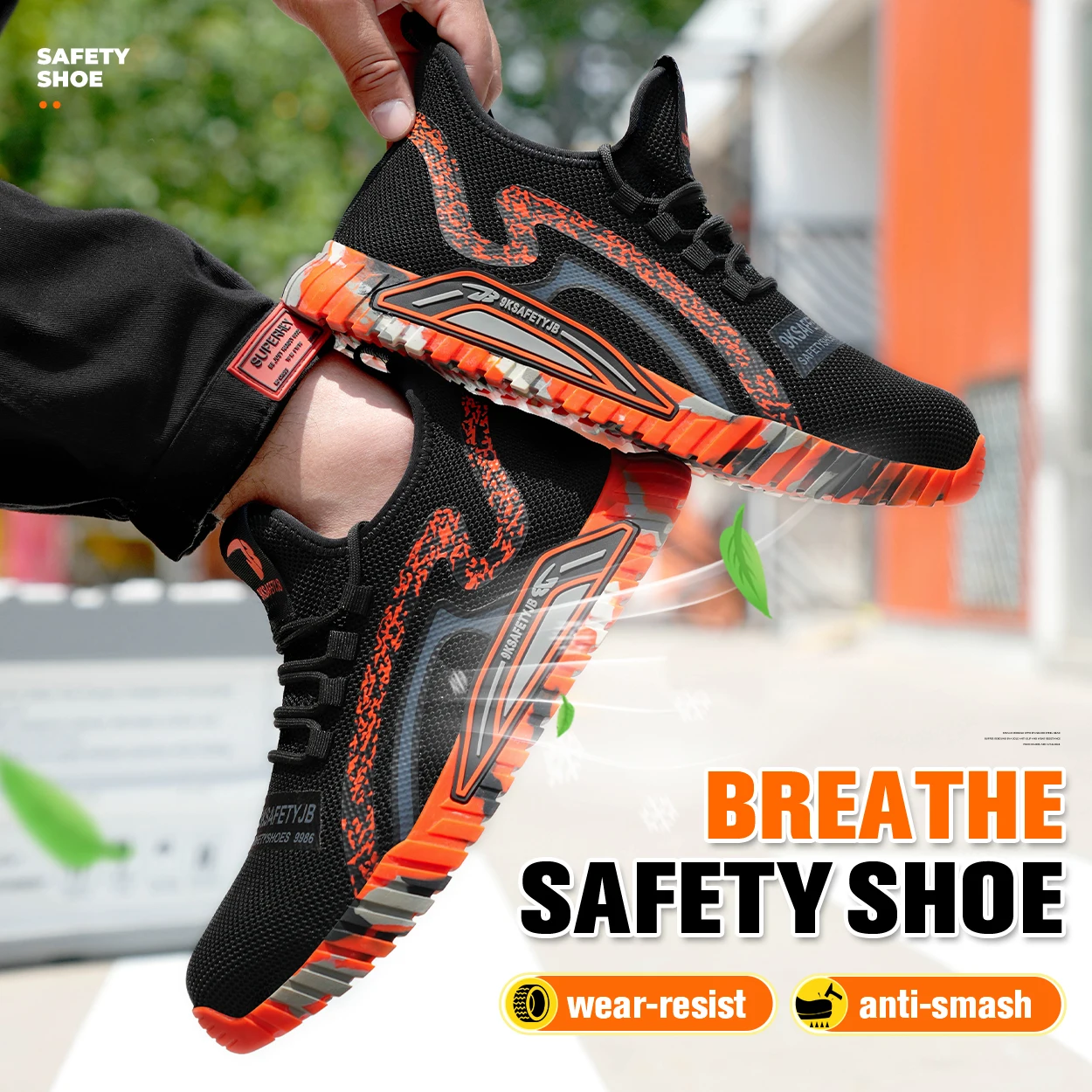 Fashion Men Work Safety Shoes High Top Steel Toe Work Shoes Men Anti-puncture Safety Shoes Safety Boots Man Indestructible Shoes