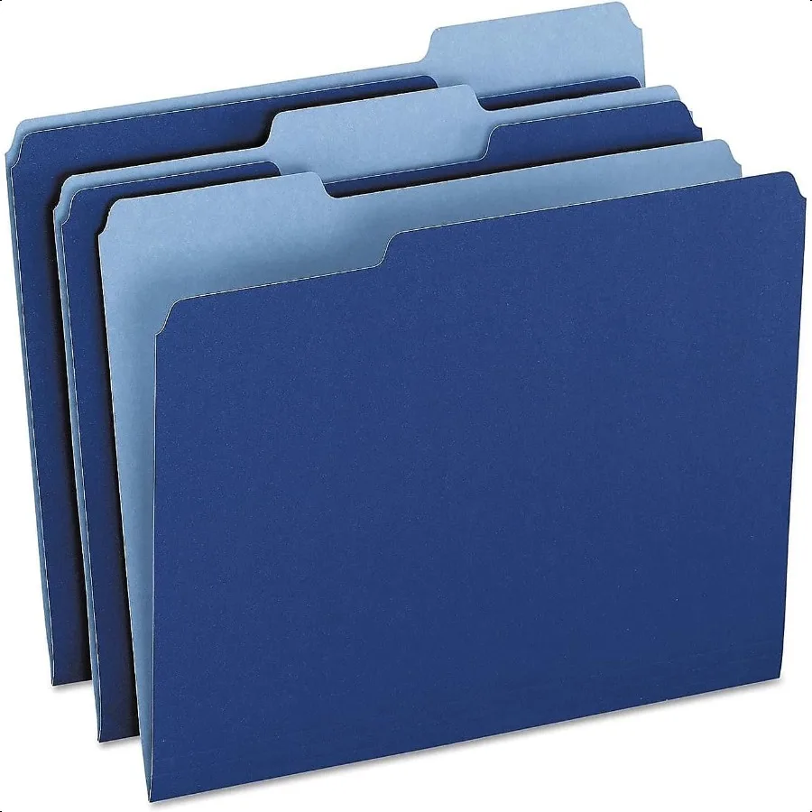 TwoTone Color File Folders Letter Size 1 3 Cut Navy 100 Per box 152 1 3 NAV