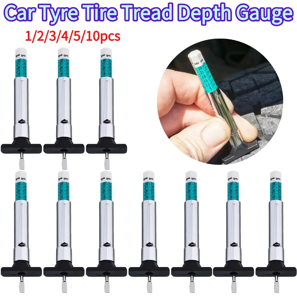 Car Tyre Tire Tread Depth Gauge Meter Auto Tire Wear Detection Measuring Pen Pen Color Coded Digital Caliper Monitoring Tool