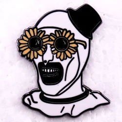 Sunflower Glasses Clown Enamel Pin Horror Movie Terrifier 2 Inspiration Badge Jewelry
