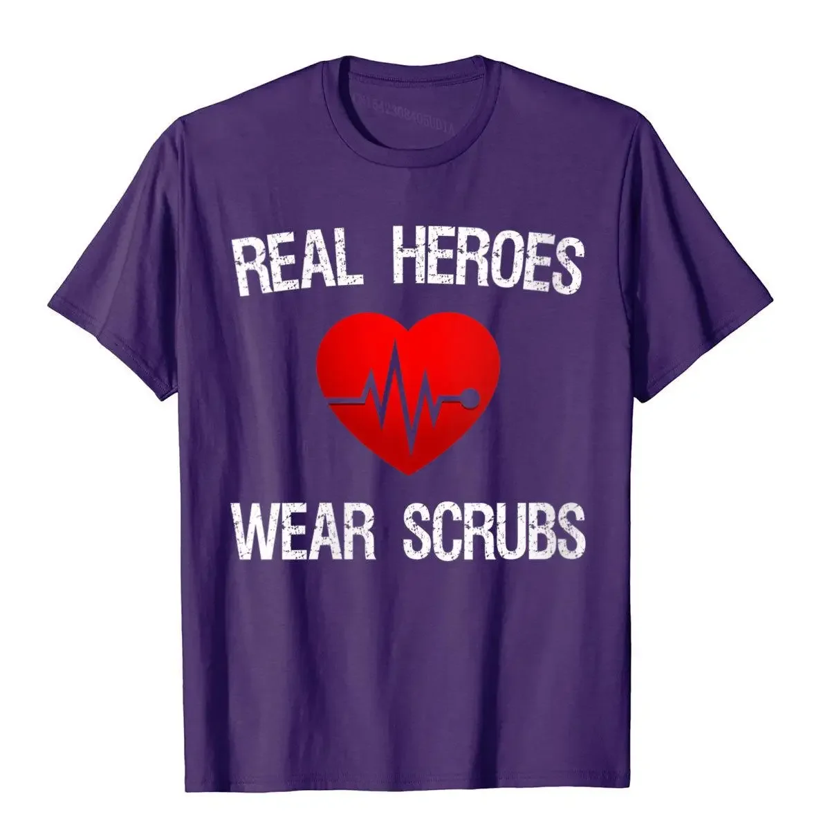 Womens Real Heroes Wear Scrub Funny Nurse Crewneck T-Shirt Classic Men's T Shirts Cotton Tops & Tees Simple Style