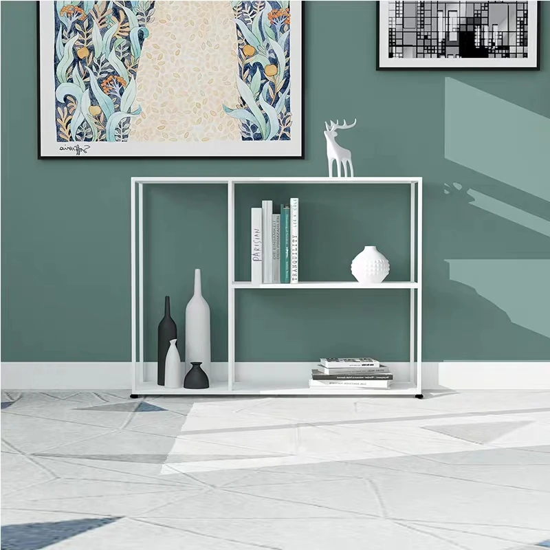 Simple Porch Table Home Furniture Living Room Decor Space Saving Storage Rack Floor Iron Book Shelf Display Desk Stand Bookcase