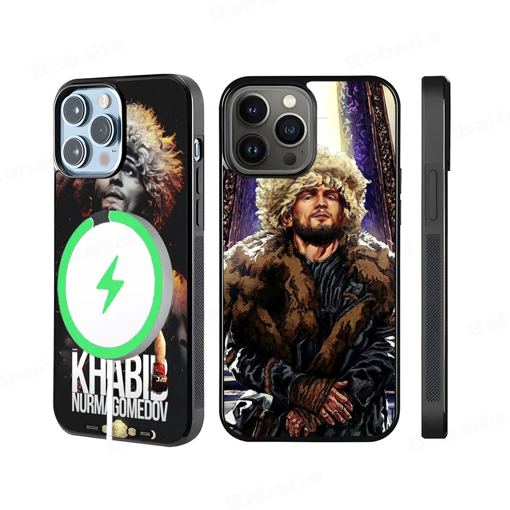 UFC K-Khabib Cool N-Nurmagomedov Phone Case Magesafe Magnetic Wireless Charge Case For iPhone 16 14 15 Pro Max Plus Mini