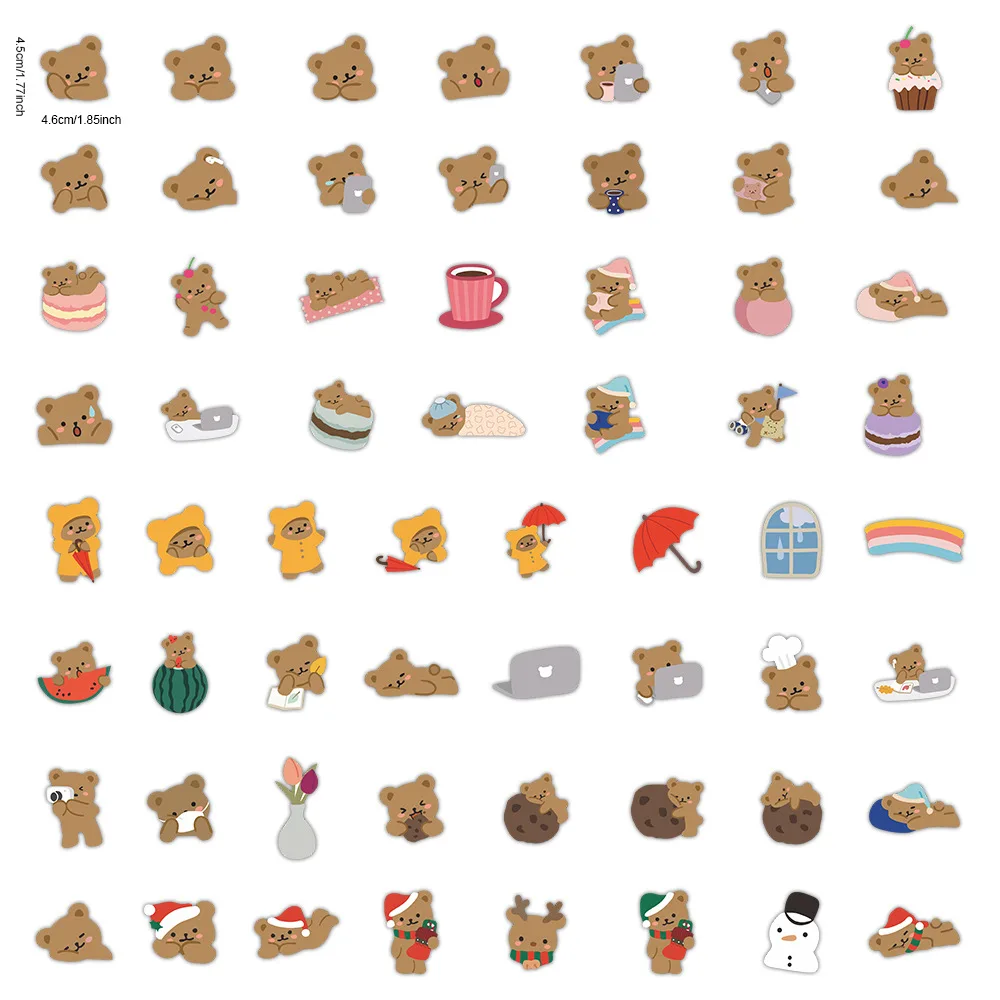 10/30/50pcs Cartoon Bear Stickers Laptop Bicycle Guitar Skateboard Sticker Kid DIY Graffiti Waterproof Stickers Toy