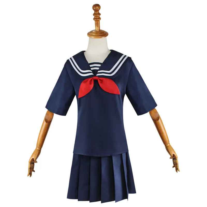 Anime My Hero Himiko Toga Cosplay Costume JK Shcool Uniform Academy Navy Blue Sailor Suit White Sweater Women Halloween Dress - view 4