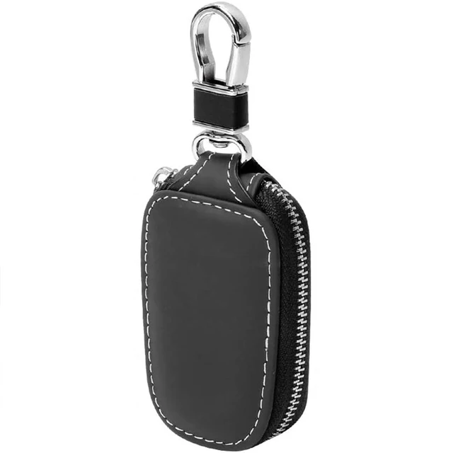 Brelok do kluczy z prawdziwej skóry Gadżet do włamania samochodu Uniwersalna torba na klucze zapobiegająca włamaniom Etui unisex na zamek błyskawiczny Uchwyt na klucze motocyklowe