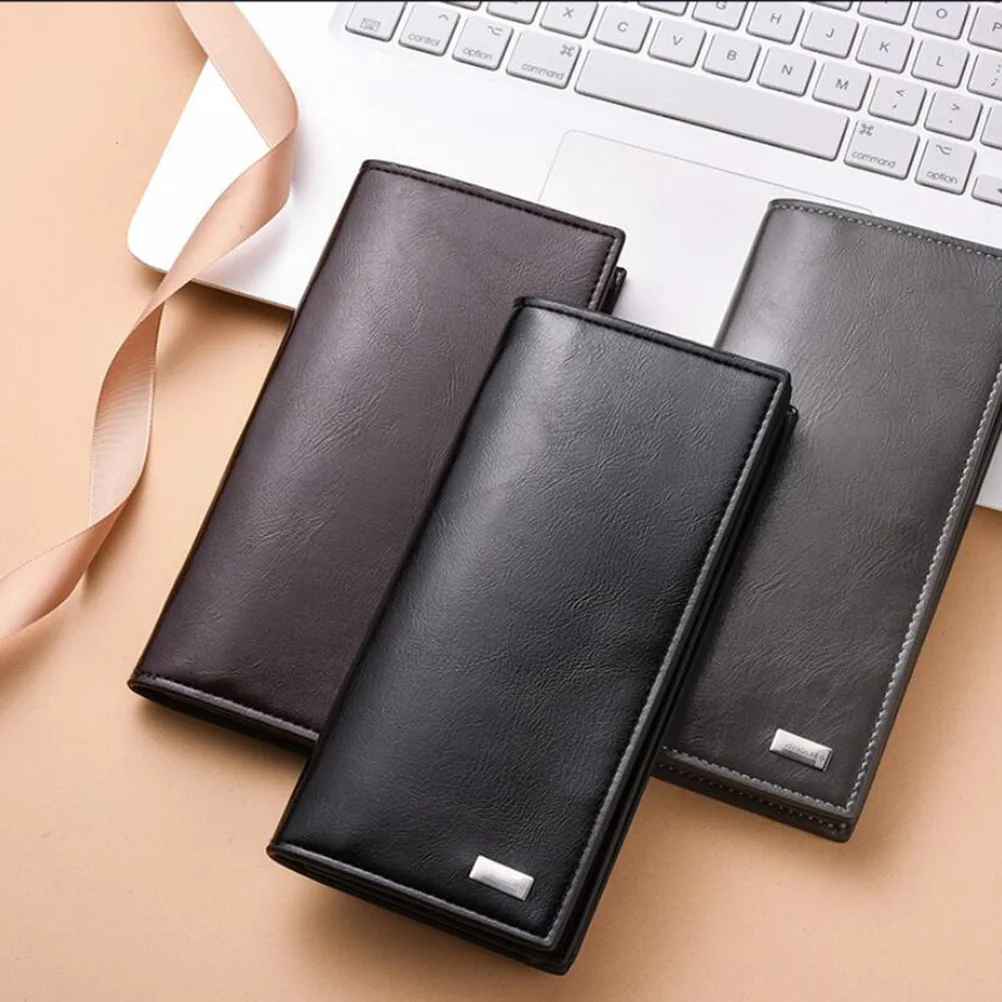 

Long Wallets for Men High Capacity Card Holder Retro Style PU Surface ID Window Bill Compartments Gifts Wallets