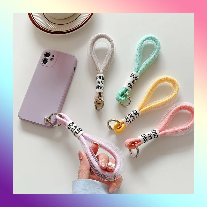 Double Color Weave Mobile Phone Straps Keychain Key Ring Braided Rope Gifts For Women Men Bag Accessorie Diy Handmade Hand Rope