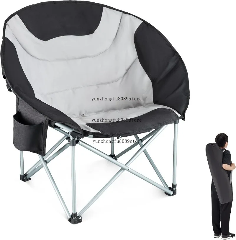 Oversized Padded Camping Moon Chair, Foldable Outdoor Chair with Storage Bag, Cup Holder and Backpack Design view 6