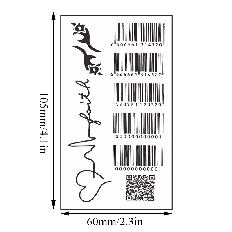 Mini Size Body Art Sex Waterproof Temporary Tattoos For Men And Women Individuality 3d Love Barcode Design Tattoo Sticker