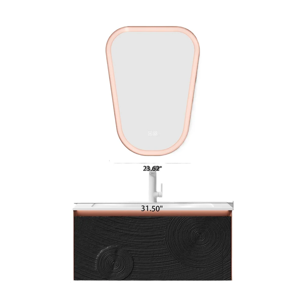 Black WC Vanity Modern waterproof bathroom cabinet Vanity with sink and mirror
