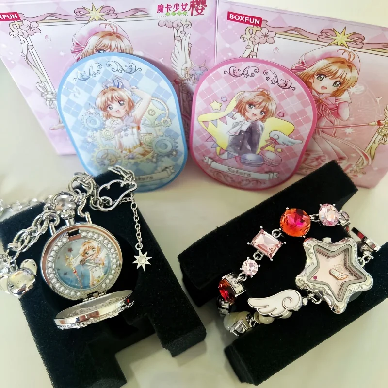 Boxfun Cardcaptor Sakura Аниме-часы на запястье, сюрприз-бокс, модный кварцевый часы с кожаным ремешком, коллекционный аниме-аксессуар для