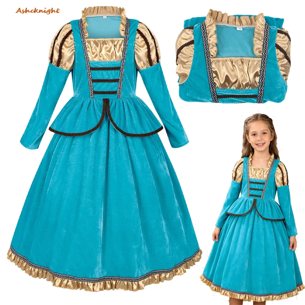 

Средневековый косплей, шотландская принцесса, детское платье, маскарадный костюм для дня рождения для девочек, костюм на Хэллоуин, карнавальная одежда, костюм