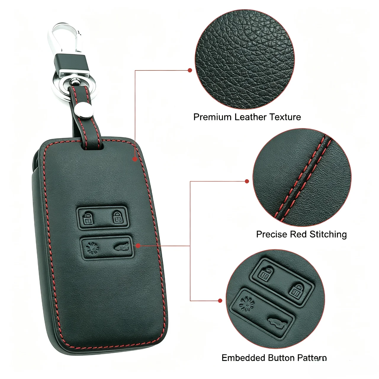 Intelligent remote control car key leather protective cover suitable for Renault Koleos, Kadjar, Megane, and Talisman models 3