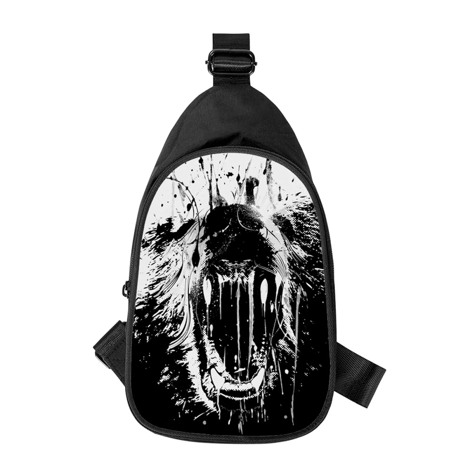 ferocious personality Bear Print New Men Cross Chest Bag Diagonally Women Shoulder Bag Husband School Waist Pack Male chest pack