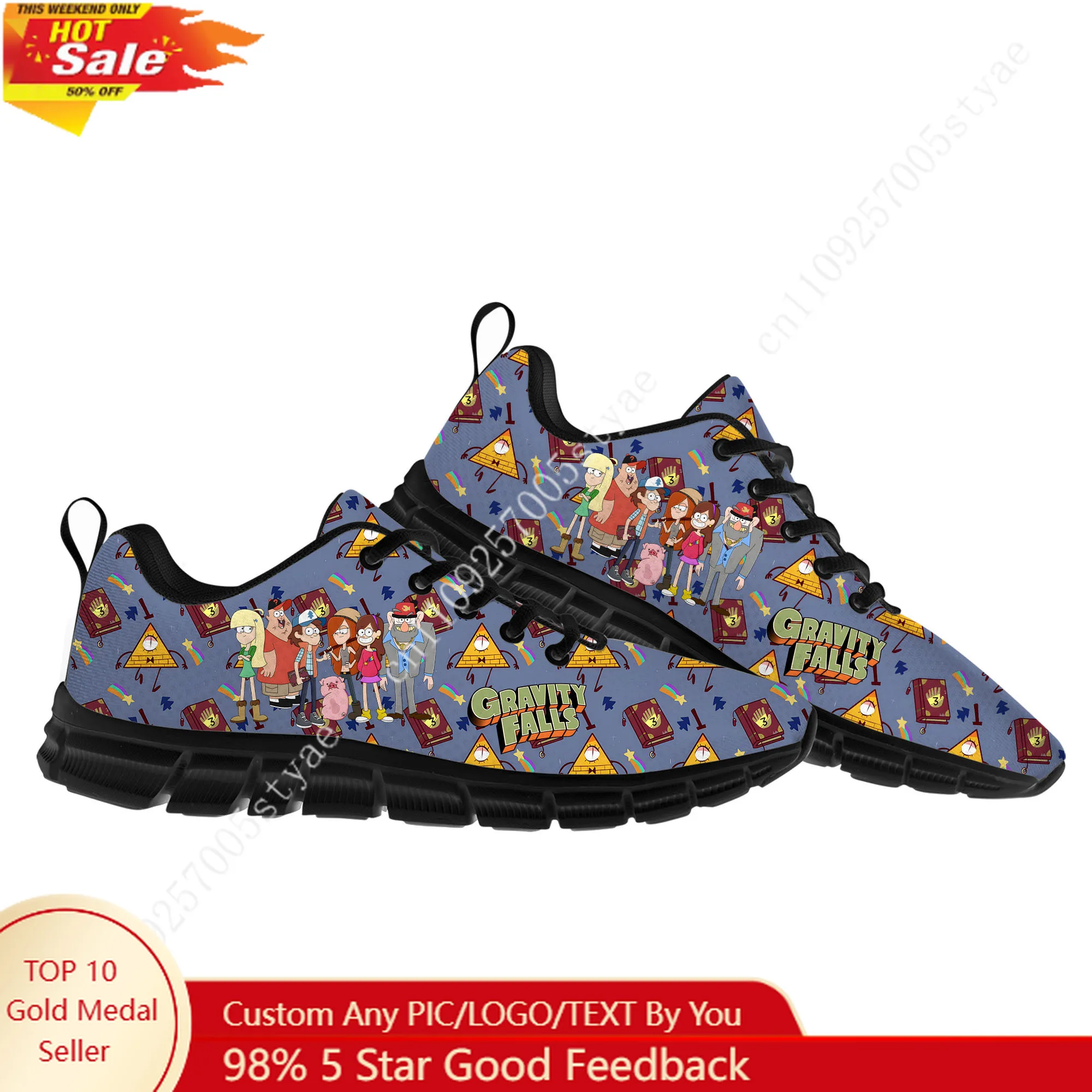 

Gravity Falls Sports Shoes Disney Cartoon Decorate Sneakers Design Your Logo Text Party Holiday Gifts Custom Shoe