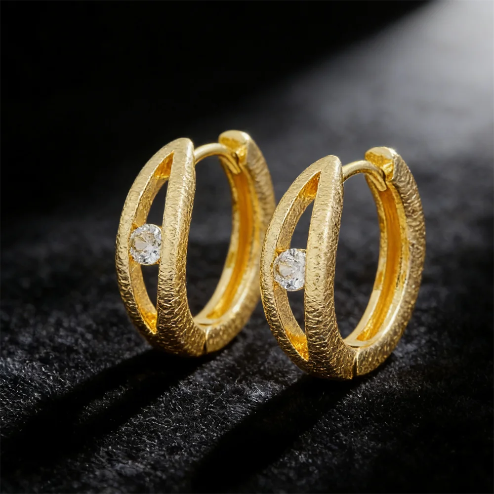 

4 Pairs Earrings Brass Cubic Zirconia Geometric Cuffs Square Streamline Chain Oval Hollow Ear Diy Jewelry Accessories Women Men