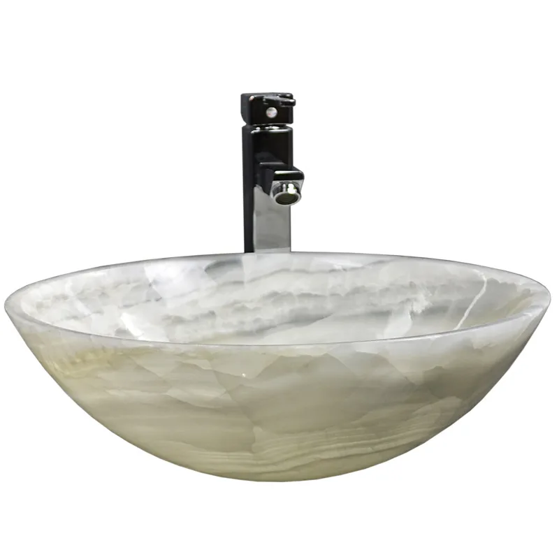

On the platform basin light luxury wash basin stone small round modern Nordic jade stone face wash