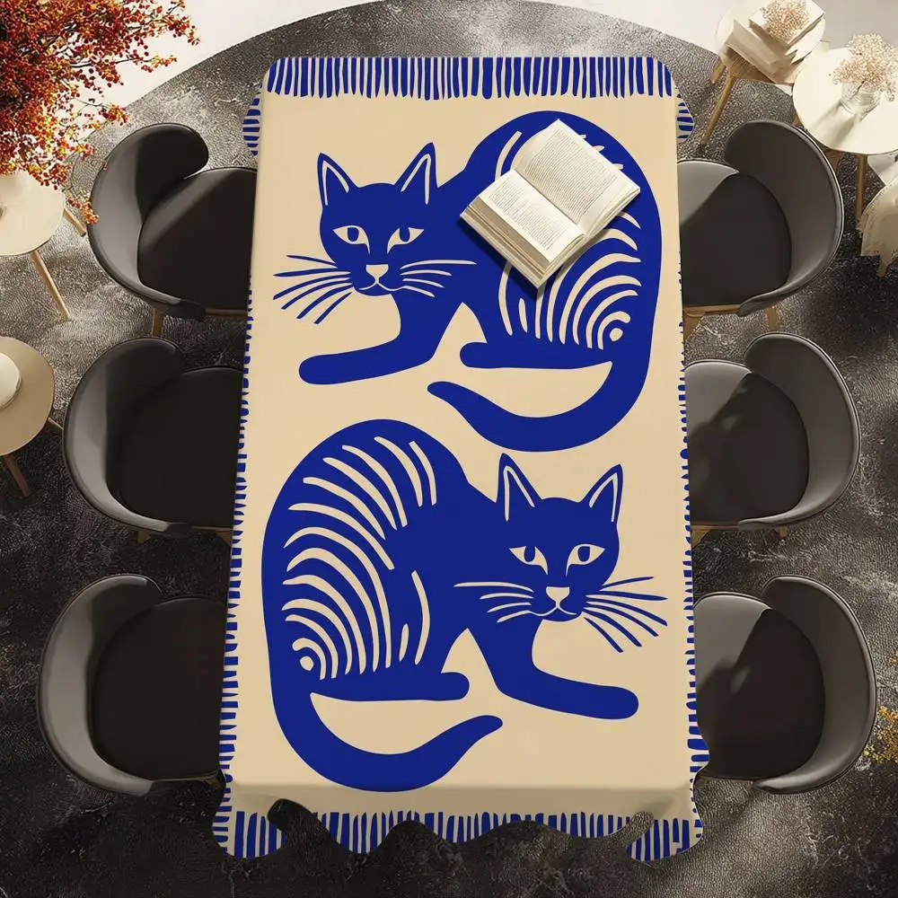 

Ancient Egypt Tiger Leopard Table Cloth Picnic Terrace Restaurant Holiday Party Washable Stain-Proof Polyester Tablecloth