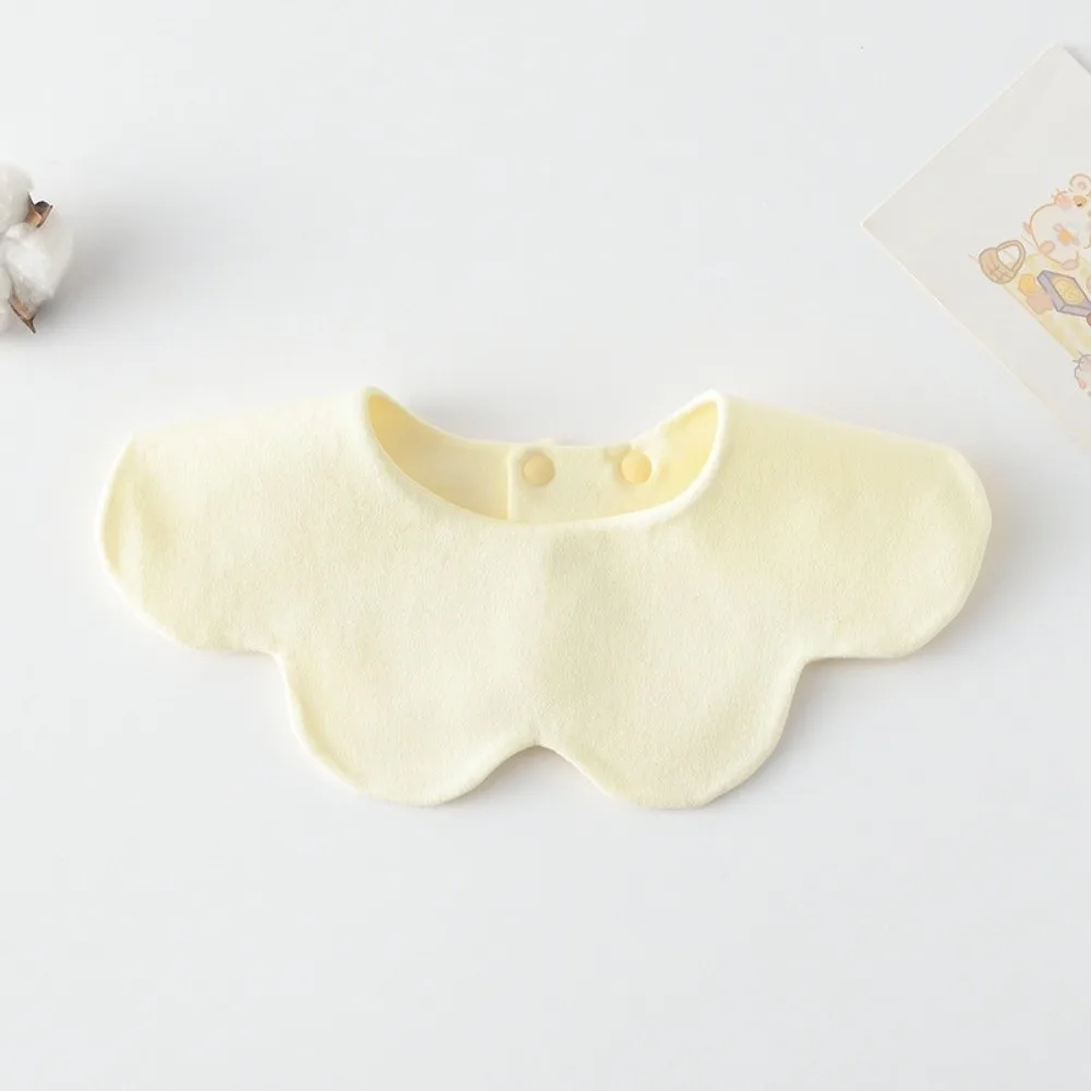 

Solid Color Baby Feeding Bib Double-sided Wearing Petal Design Drool Burp Cloth Soft Cotton Comfortable Cotton Saliva Towel