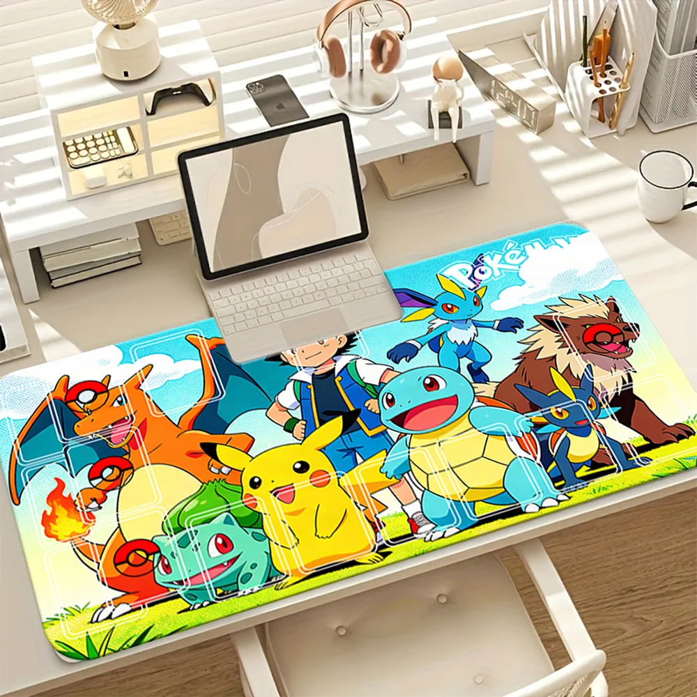 

Pokemon Ash Pikachu Charizard Large Gaming Mouse Pad, Anime Starter Pokemon Desk Mat, Non-Slip Extended Keyboard Pad for Gamer O