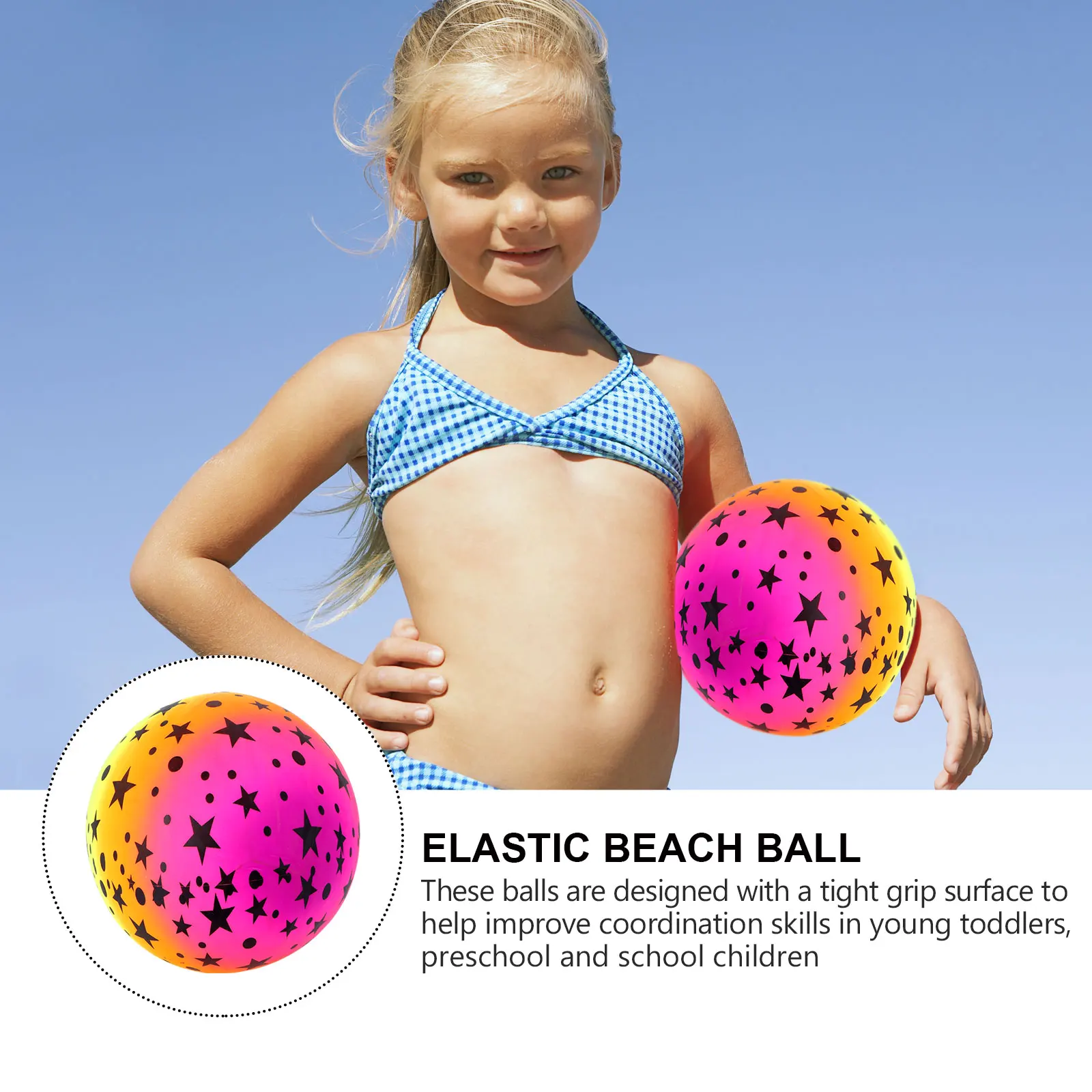 

5 Pcs Beach Ball Gradient Tether Flaping Kickball Kids Playing for Pool Bounce Child