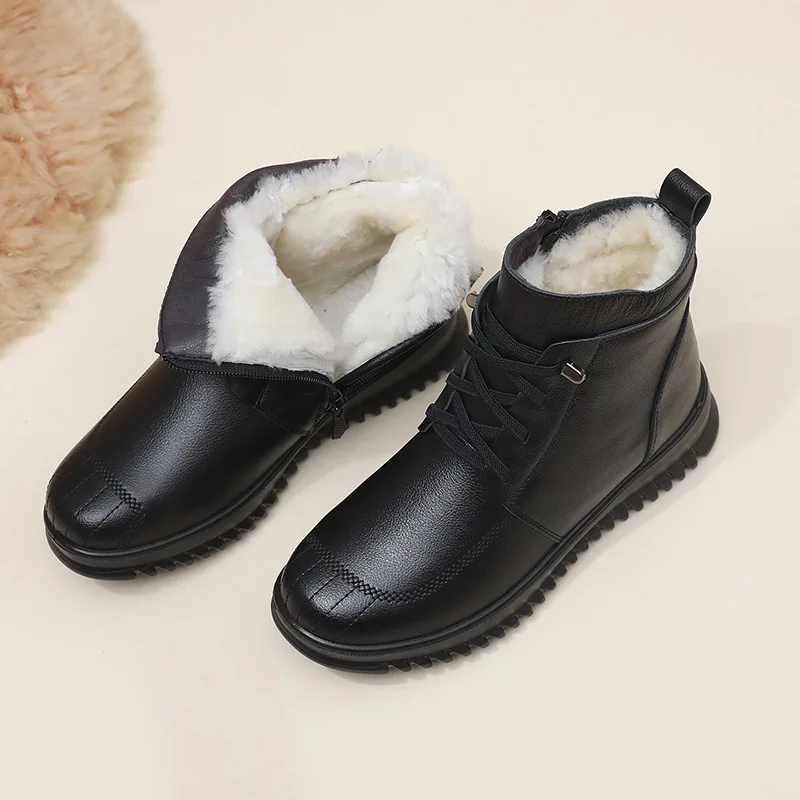 GKTINOO Winter Women Short Wool Fur Warm Snow Boots Casual Shoes 2024 Waterproof Ankle Boots Flats Platform Ladies Shoes Botas