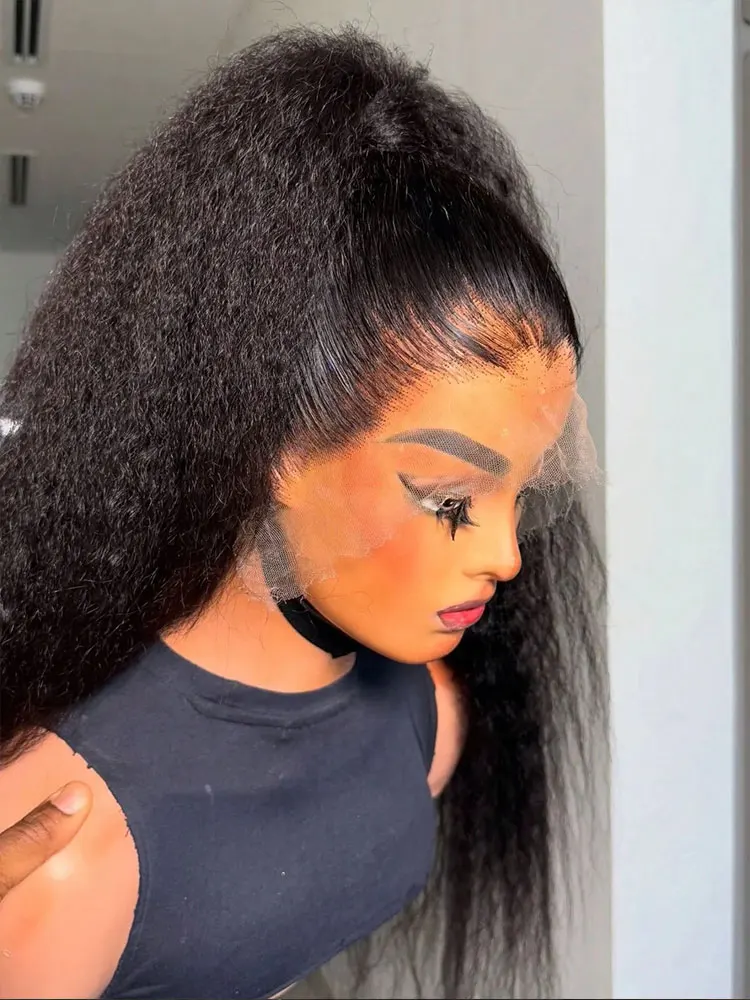 Parrucca anteriore in pizzo 13x4 diritta crespa Parrucche Glueless 5x5 Parrucca diritta Yaki diritta crespa per capelli umani per donna Densità 250%