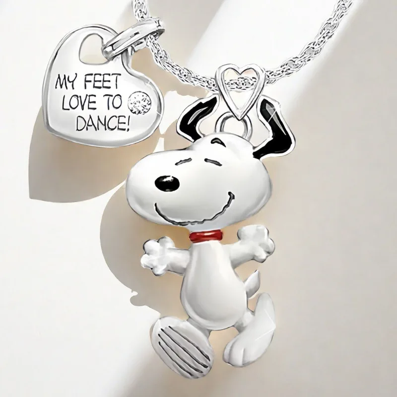 Snoopy Necklace Cartoon Women Girls Metal Cute Fashion Pendant Dog Vintage Decoration Kids Toys Chain Kawaii Couple Gifts