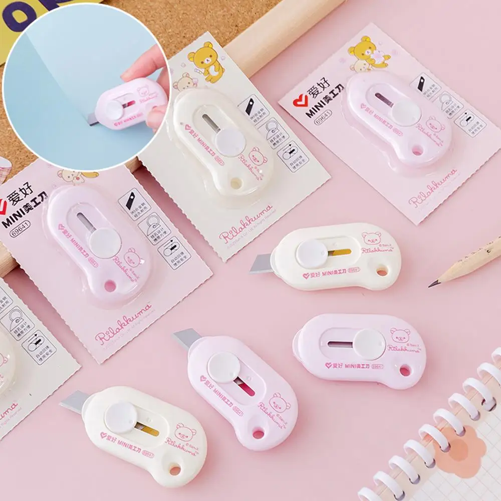 INS Tragbare Mini Utility Messer Nette Cartoon Bär Box Cutter Kleine Utility Messer Versenkbare Brieföffner Karton Opener