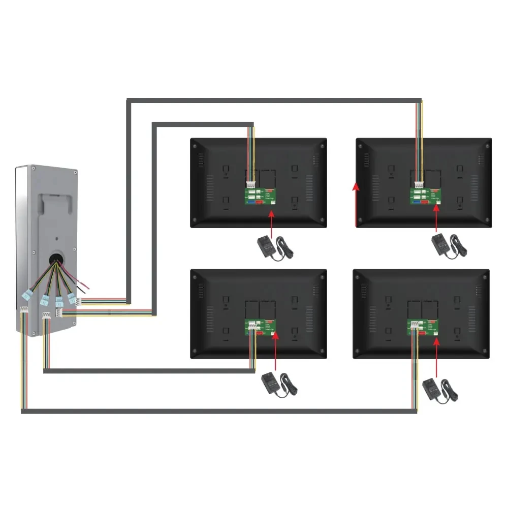 TUYA WiFi ประตูวิดีโออาคารชุดอินเตอร์คอม 2/3/4 Multi-family Doorbell 7/10 นิ้ว 1080P Touch Screen Monitor APP/การ์ดปลดล็อค