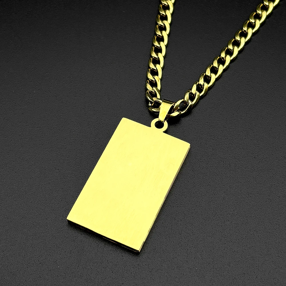 Spanish Lord's Prayer Crucifix Jesus Christ Medal Pendant Necklace for Women Men Stainless Steel Gold Color Punk Chain Jewelry