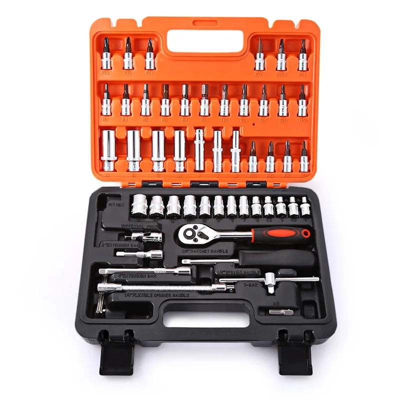 53pcs Torque Wrench Combination Bit A Set Of Keys Socket Set Car Repair Tool Ratchet Set Chrome Vanadium Universal Hardware Kit